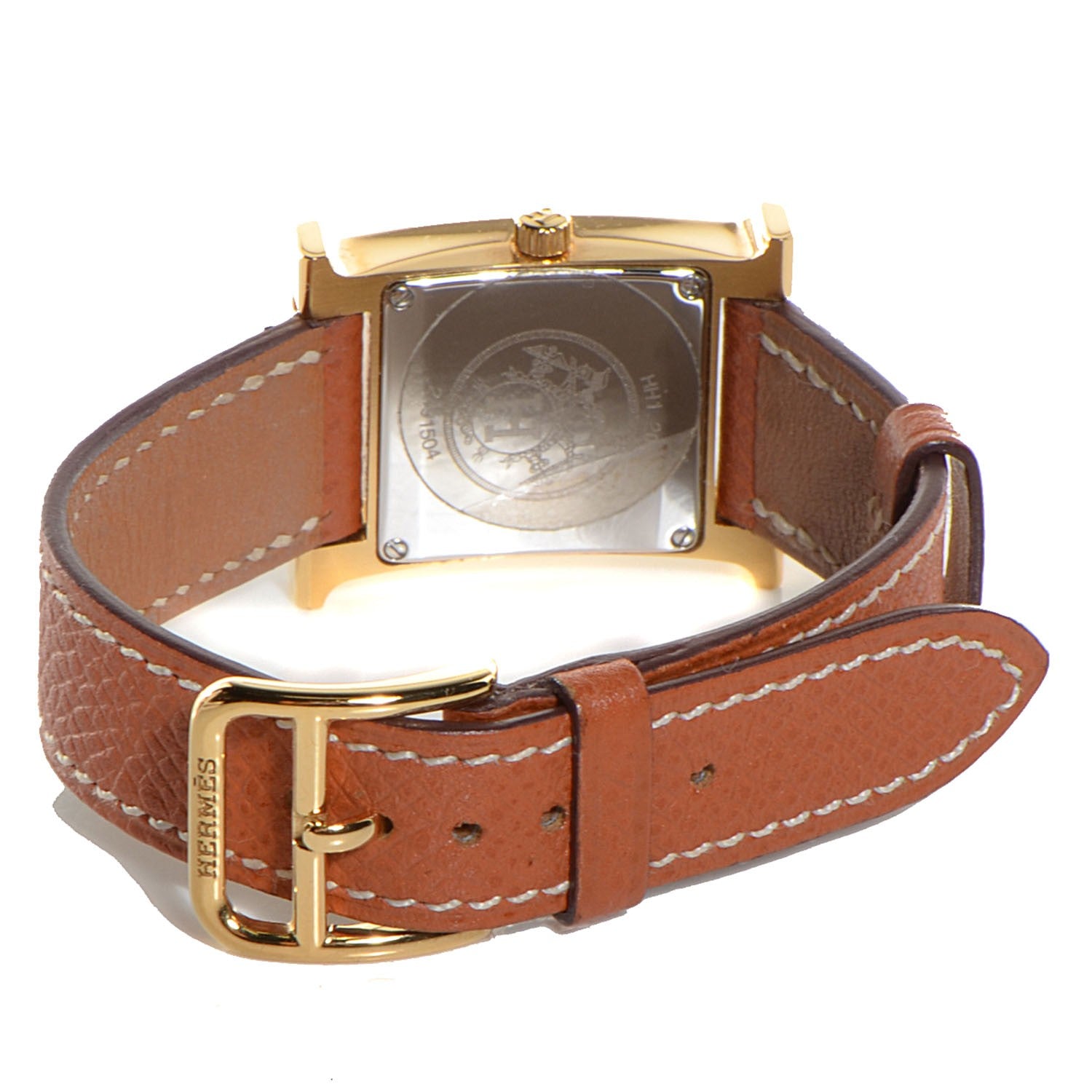 Hermes Stainless Steel Epsom 21mm Heure H Hour Quartz Watch Gold 4 of 9