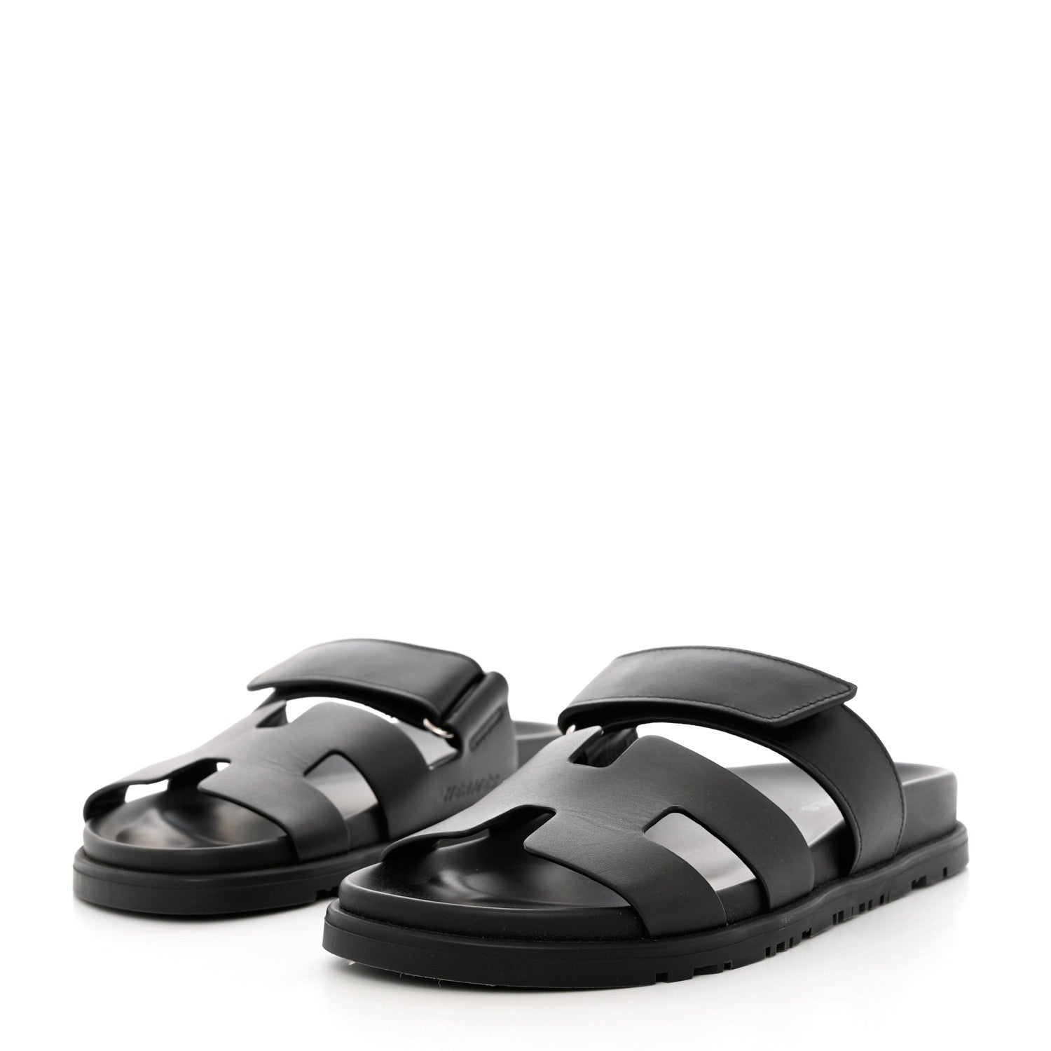 Hermes Calfskin Womens Chypre Sandals 35.5 Black 3 of 11