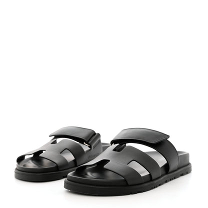 Hermes Calfskin Womens Chypre Sandals 35.5 Black 3 of 11