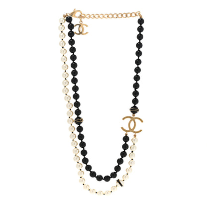 Chanel Pearl Beaded CC Necklace Black White 3 of 6
