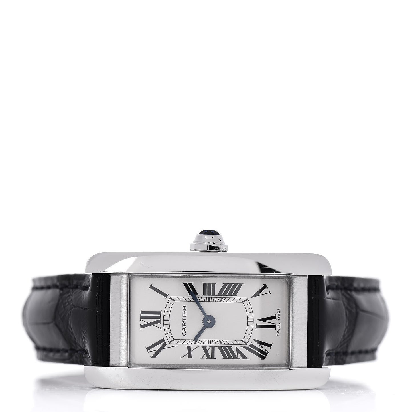 Stainless Steel Alligator 19mm Tank Americaine Quartz Watch