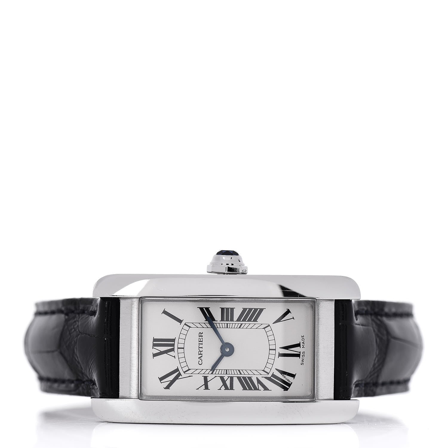 Cartier Stainless Steel Alligator 19mm Tank Americaine Quartz Watch 3 of 8
