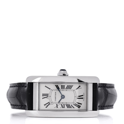 Cartier Stainless Steel Alligator 19mm Tank Americaine Quartz Watch 3 of 8