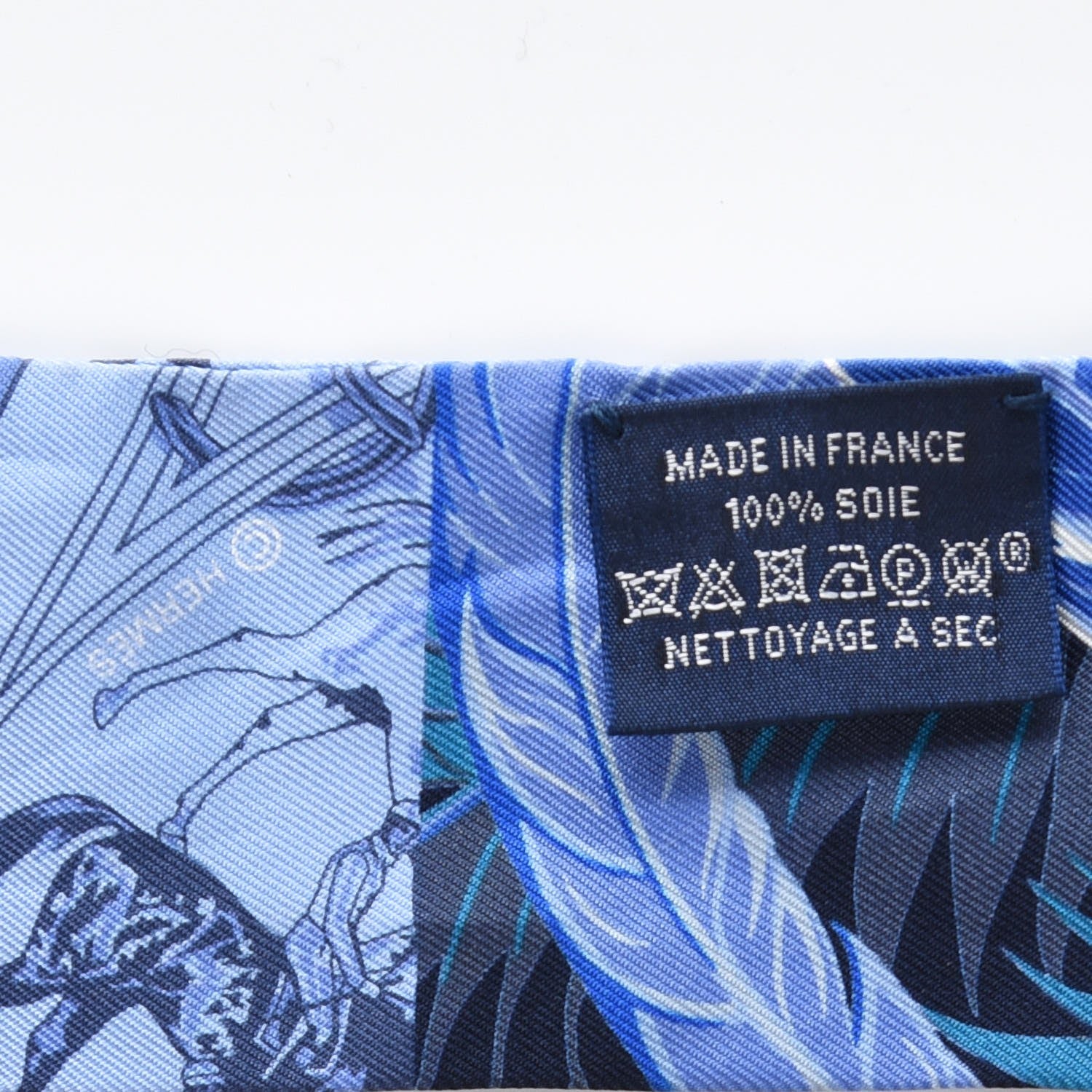 Hermes Silk Cheval Phoenix Twilly Marine Ciel Cobalt 4 of 5