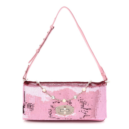 Miu Miu Paillettes Crystal Sequin Flap Rosa 1 of 11