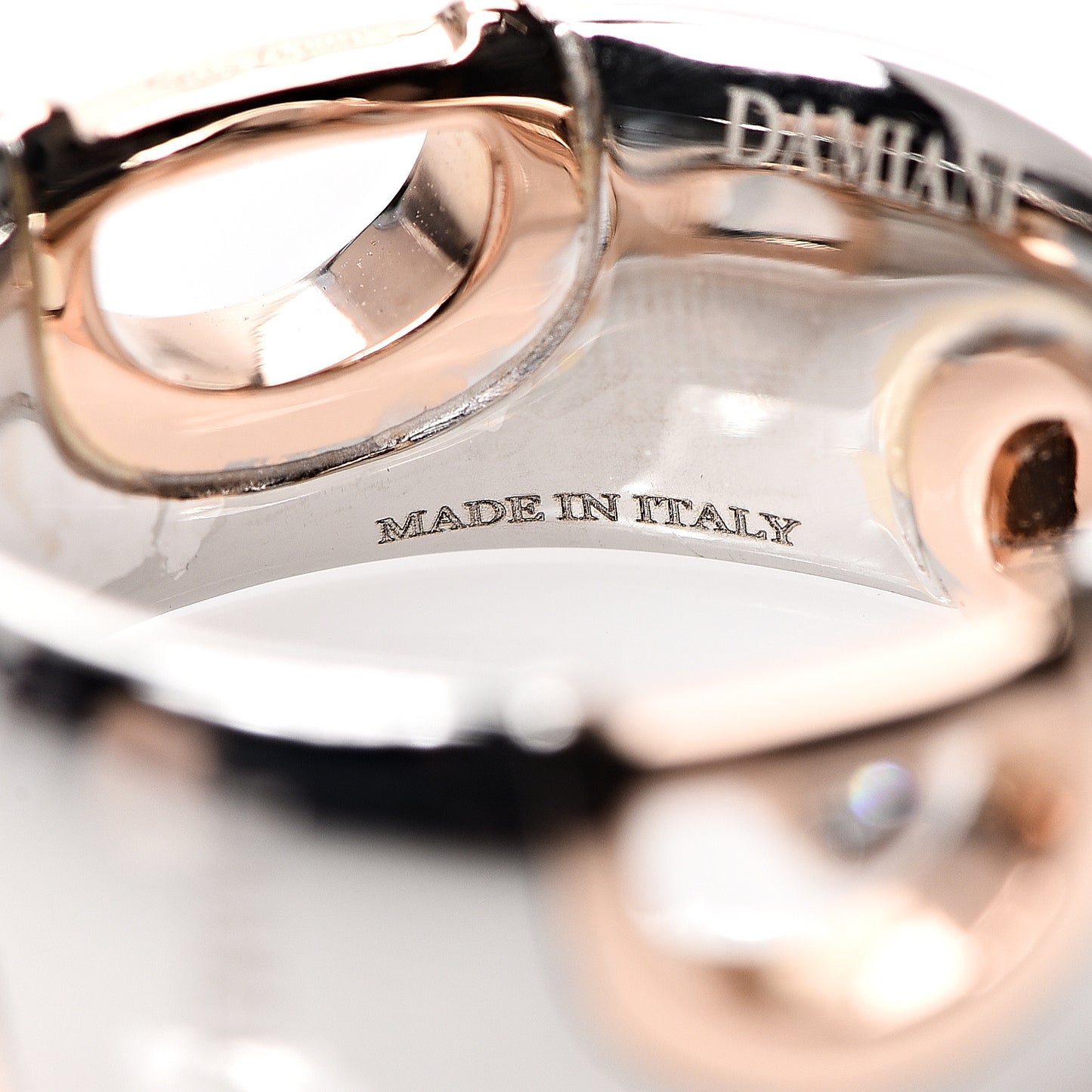18K White Pink Gold Diamond D Icon Ring 58 8.5