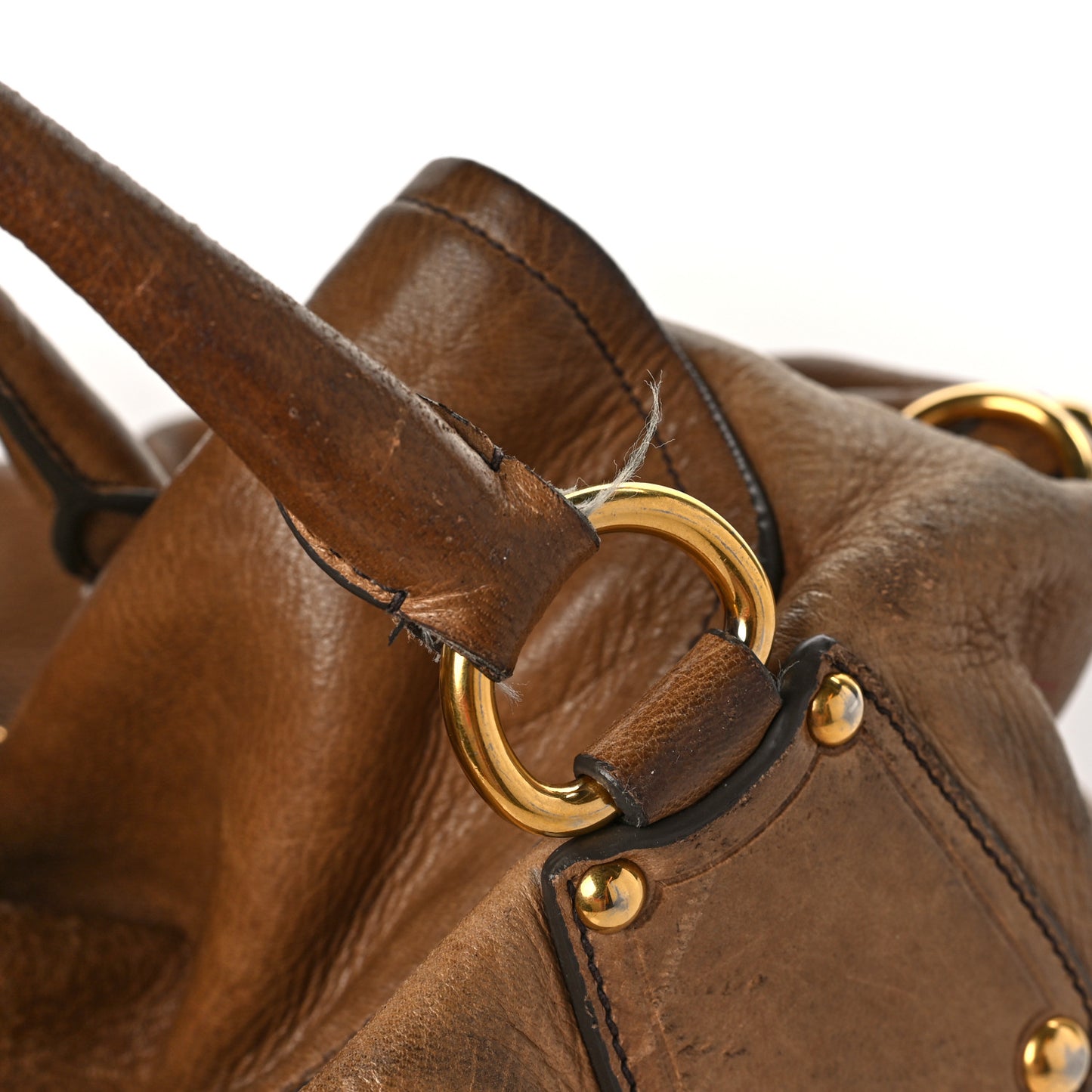 Vitello Daino Pushlock Shoulder Bag Brown