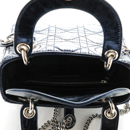 Christian Dior Metallic Calfskin Cannage Mini Lady Dior Marine 5 of 6