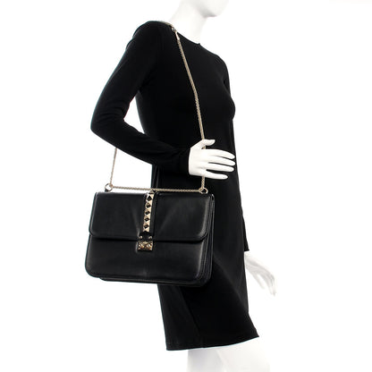 Valentino Garavani Vitello Large Glam Lock Rockstud Flap Black 2 of 7