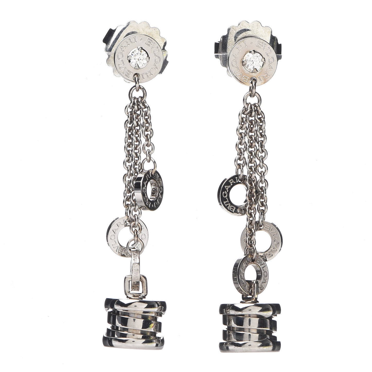 18K White Gold Diamond B.Zero1 Drop Earrings