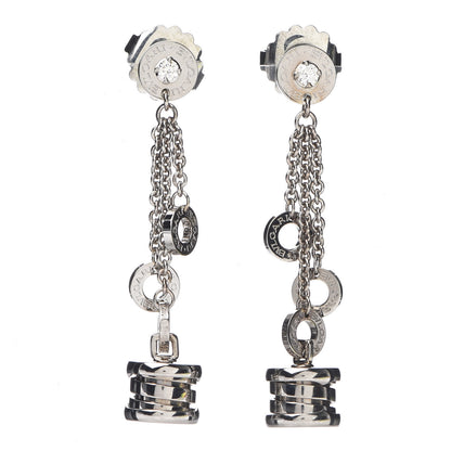 Bulgari 18K White Gold Diamond B.Zero1 Drop Earrings 1 of 4