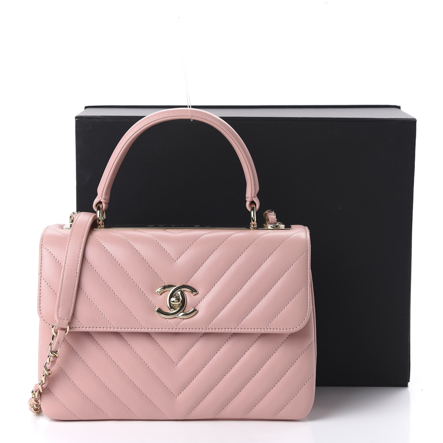 Chanel Lambskin Chevron Quilted Small Trendy CC Dual Handle Flap Bag Light Pink 11 of 11