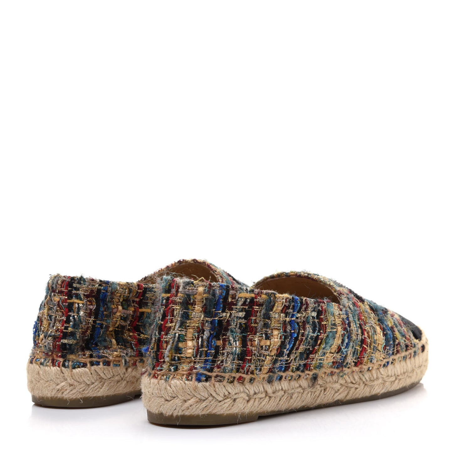 Tweed Grosgrain CC Espadrilles 37 Multicolor