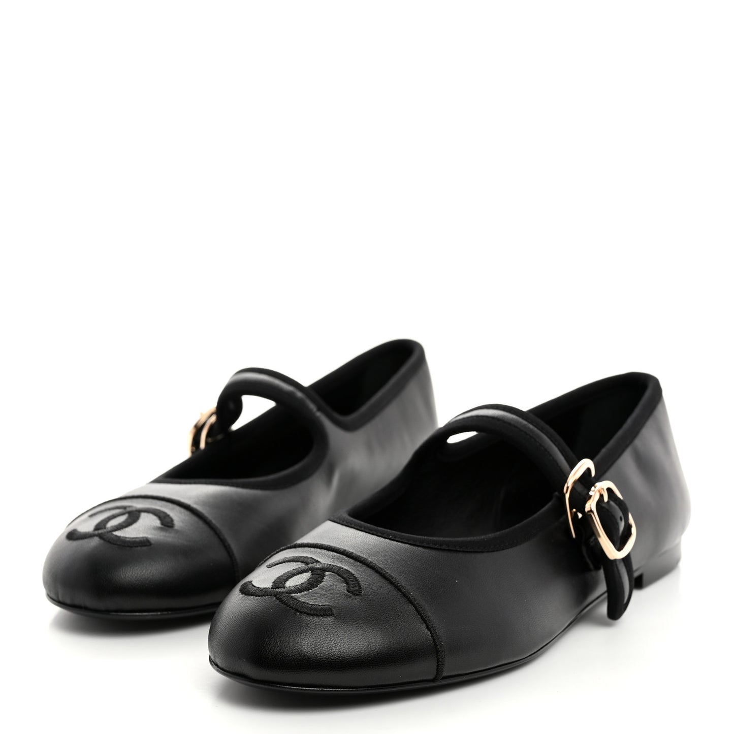 Lambskin Mary Jane Flats 37.5 Black