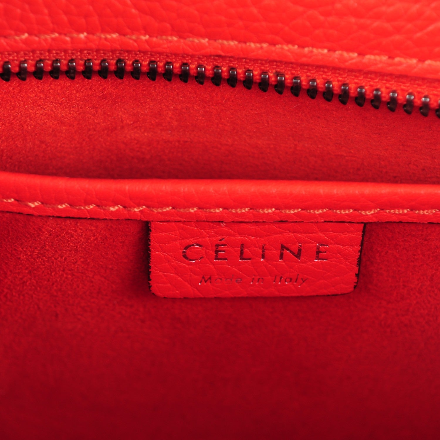 Celine Drummed Calfskin Nano Luggage Vermillion 6 of 8