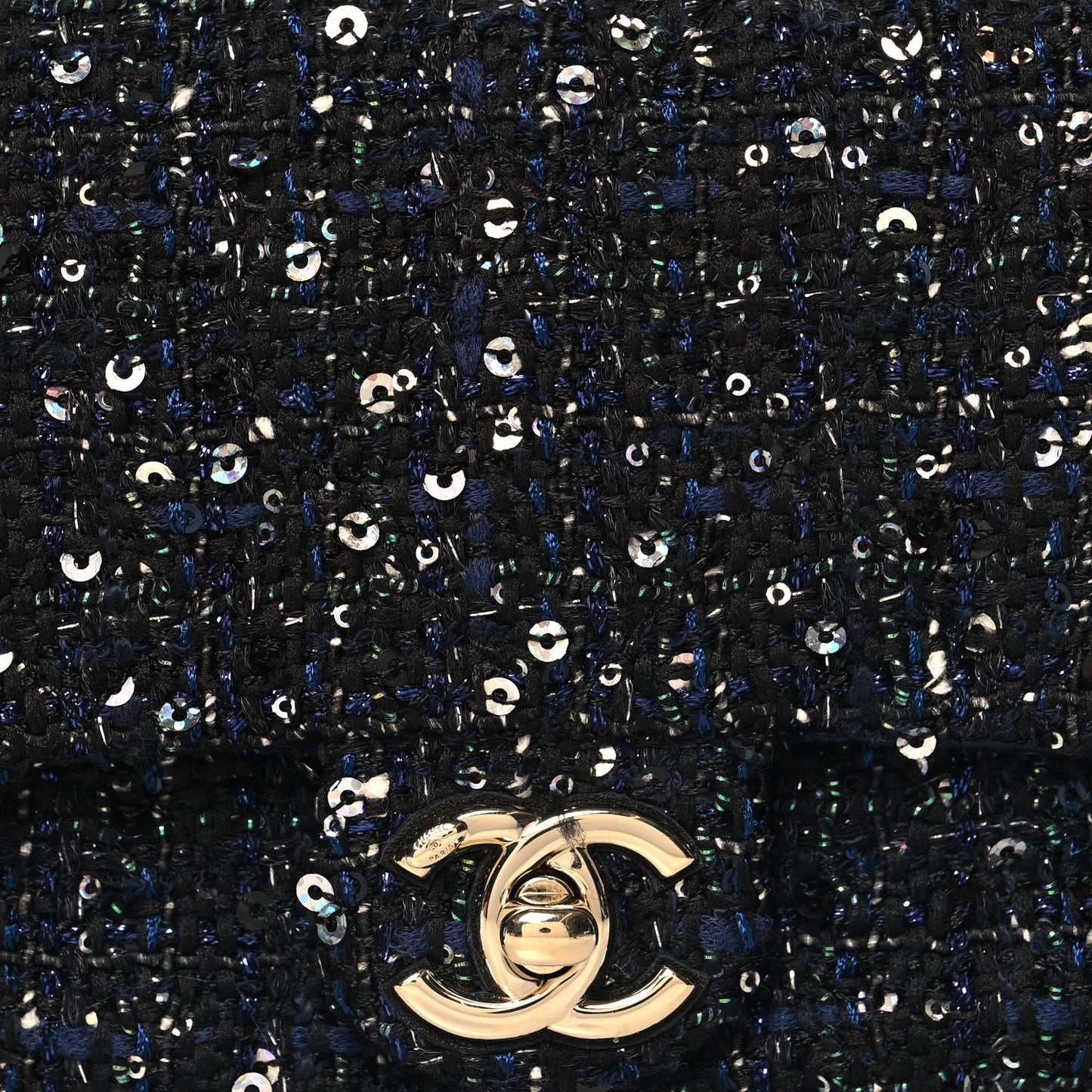 Tweed Mini Pearl Handle Flap Black Ecru