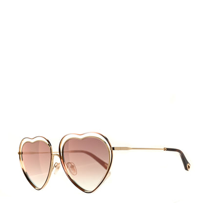 Chloe Metal Poppy Love Heart Sunglasses CE131S Havana Rose 1 of 7