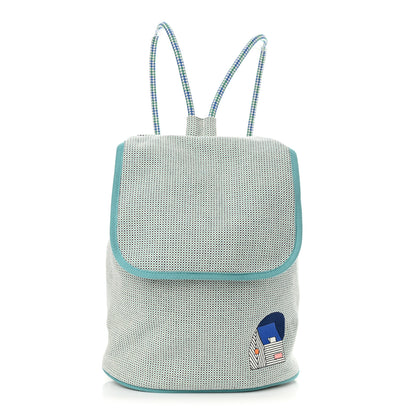 Hermes H Canvas Embroidered Les Cabanes Backpack Marine Menthe 1 of 10