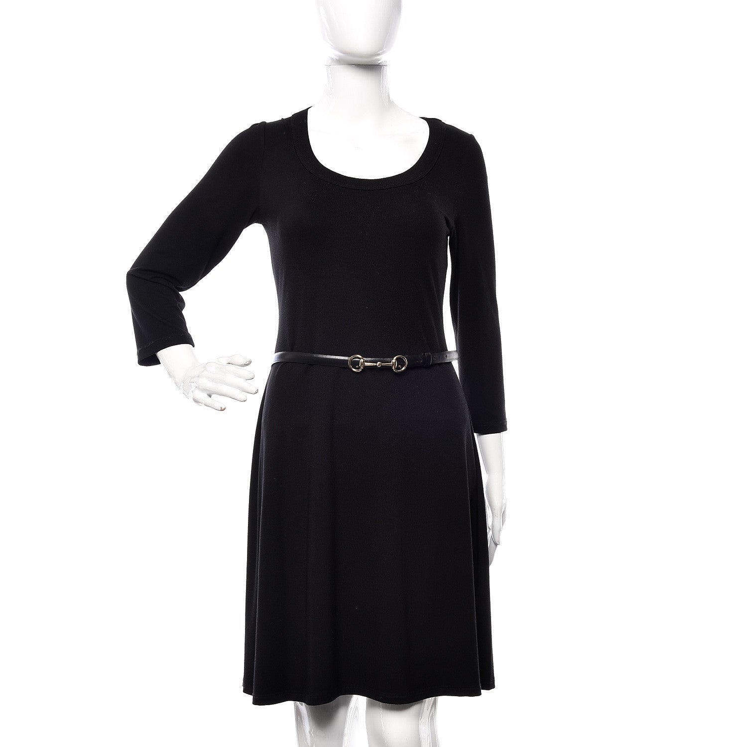 Gucci Calfskin Horsebit Skinny Belt 85 34 Black 2 of 6