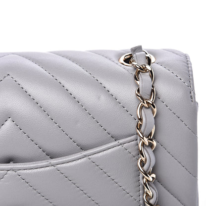 Chanel Lambskin Chevron Quilted Mini Rectangular Flap Grey 10 of 12