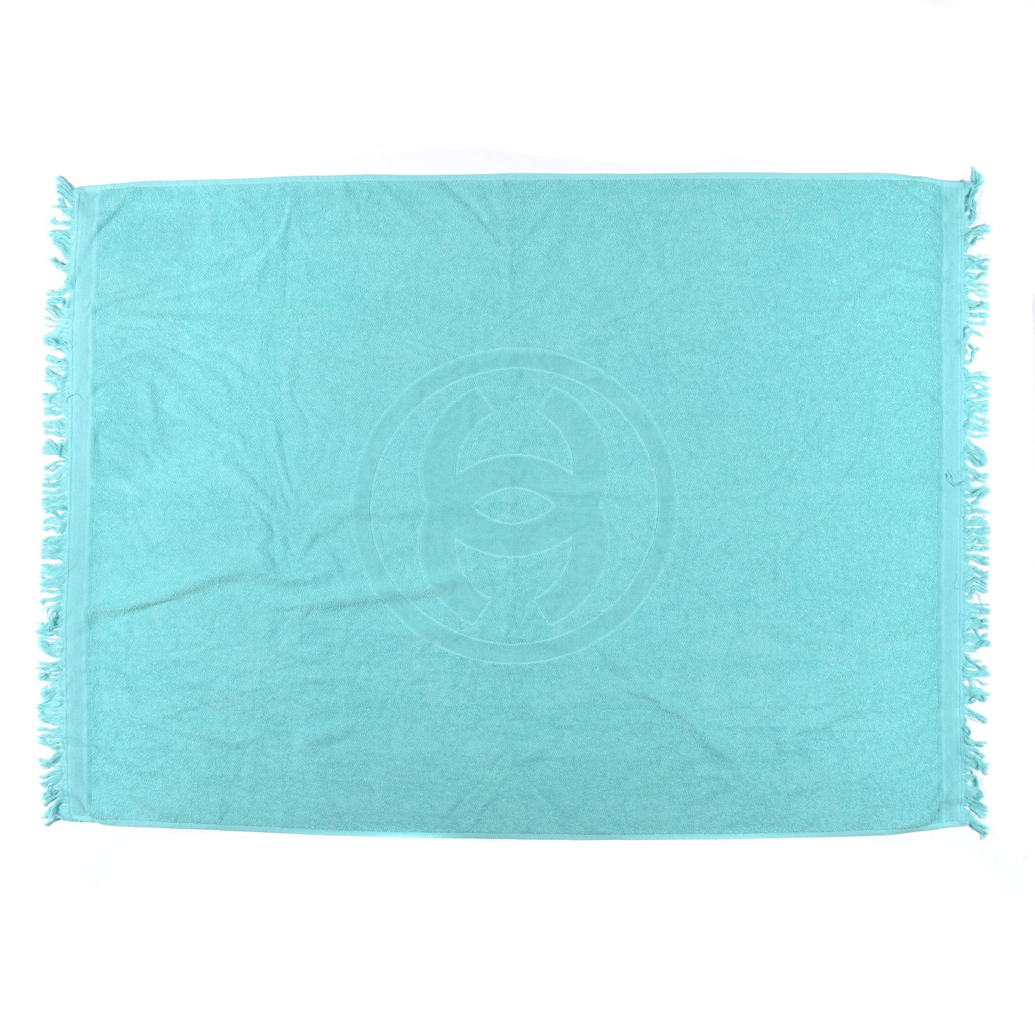 Chanel Terry Cotton CC Beach Towel Turquoise 2 of 4