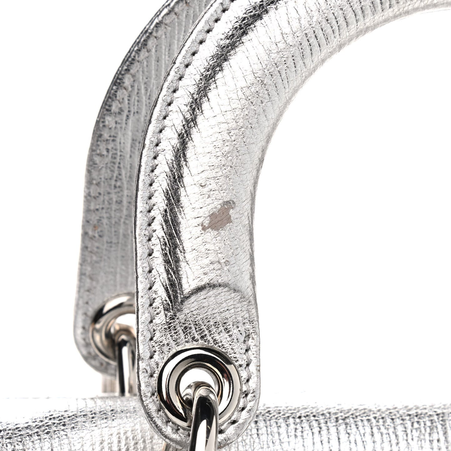 Metallic Grained Calfskin Cannage Small Lucky Badges My Lady Dior Silver