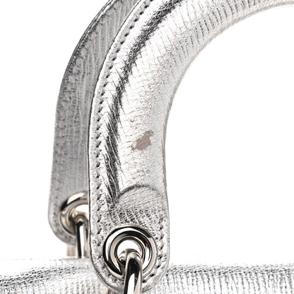 Christian Dior Metallic Grained Calfskin Cannage Small Lucky Badges My Lady Dior Silver 10 of 13