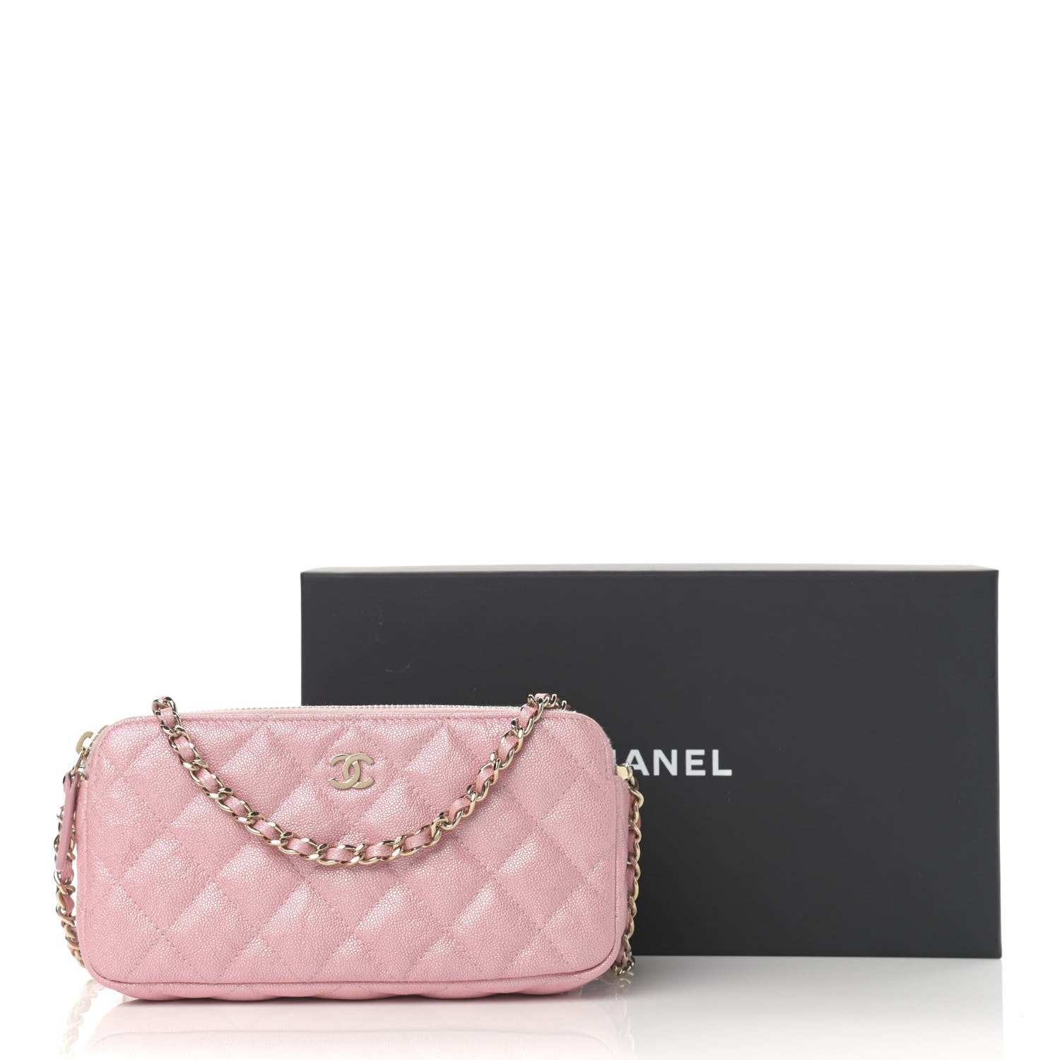 Chanel Iridescent Caviar Quilted Small Clutch With Chain Pink 16 of 16