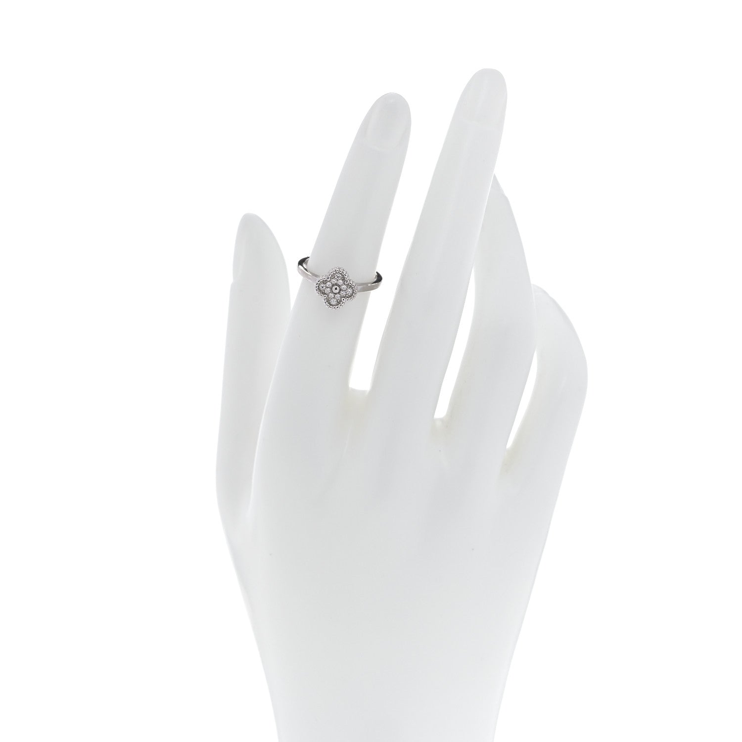 Van Cleef & Arpels 18K White Gold Diamond Sweet Alhambra Ring 50 5.25 2 of 5