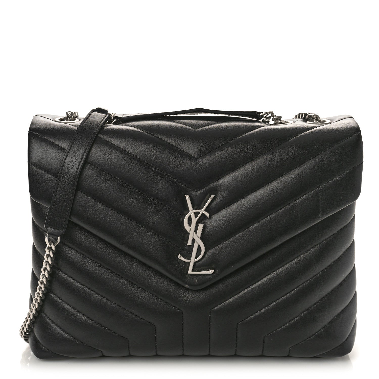 Saint Laurent Calfskin Y Quilted Monogram Medium Loulou Chain Satchel Black 1 of 9