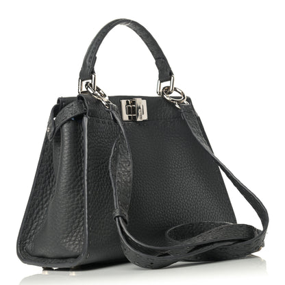 Fendi Cuoio Romano Alcantara Selleria Mini Peekaboo Iconic Satchel Asphalt Sky Blue 3 of 11