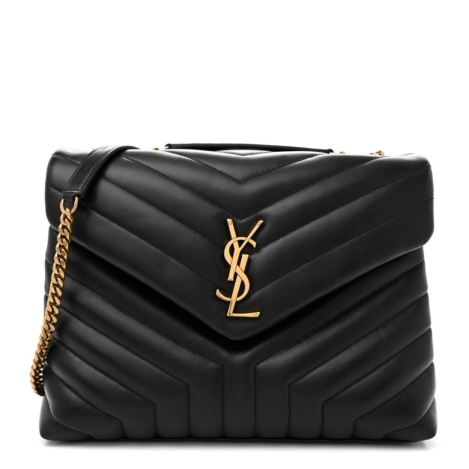 Saint Laurent Calfskin Y Quilted Monogram Medium Loulou Chain Satchel Black 1 of 10