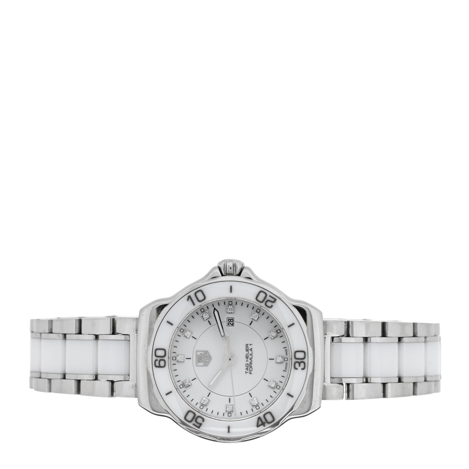 Tag Heuer Stainless Steel Ceramic Diamond 32mm Formula 1 Quartz Watch White WAH1313 2 of 4