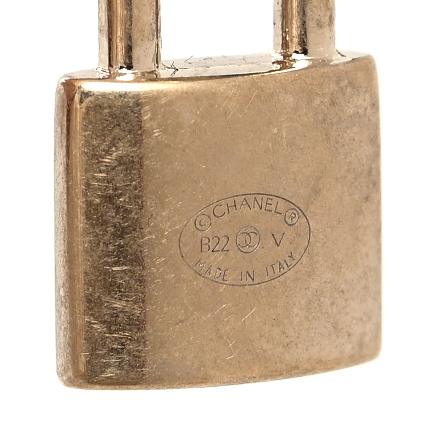 Chanel Metal Lock Drop Earrings Light Gold 3 of 3
