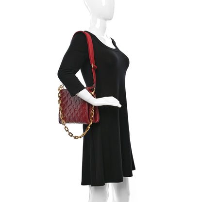 Louis Vuitton Lambskin Embossed Monogram Coussin PM Wine 2 of 9