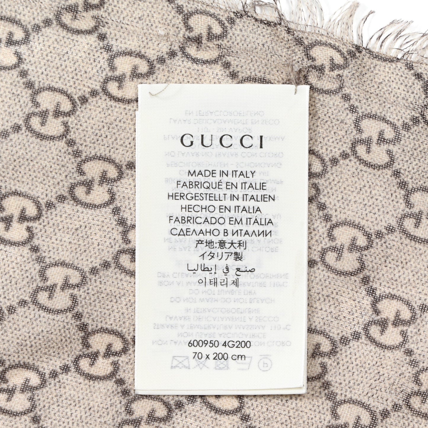 Wool GG Monogram Web Webole Scarf Beige Dark Green