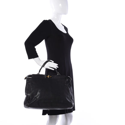 Fendi Goatskin Large Peekaboo Iconic Satchel Black 3 of 11