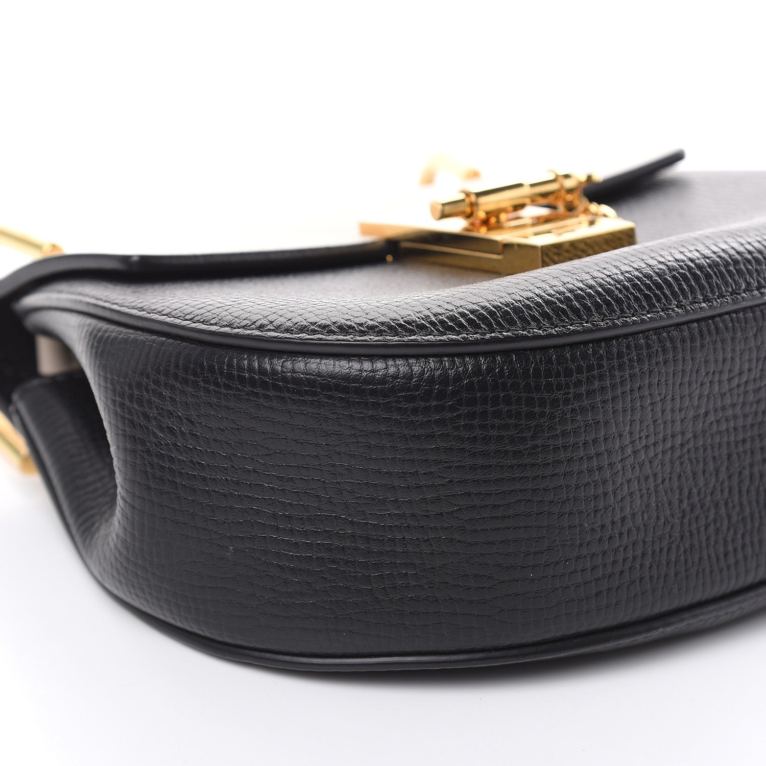 Chloe Grained Calfskin Lambskin Mini Bi-Color Drew Shoulder Bag Black Powder Beige 9 of 12
