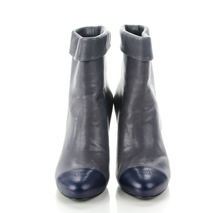Chanel Lambskin CC Cap Toe Ankle Boots 39 Grey 2 of 9
