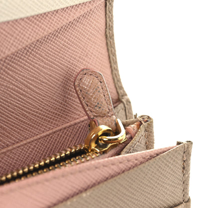 Prada Saffiano Bi-Color Metal Continental Flap Travel Wallet Cammeo Orchidea 11 of 11