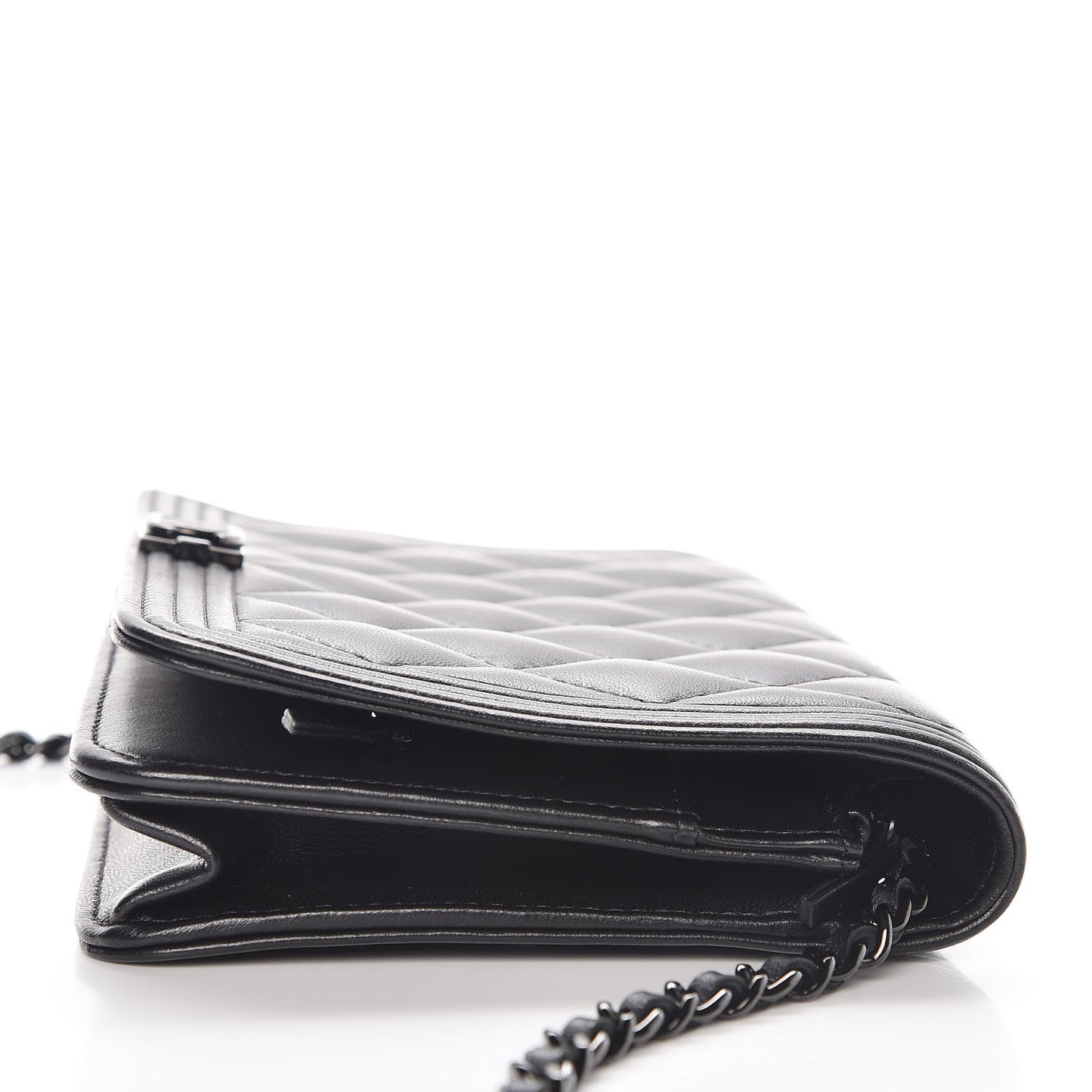 Lambskin Quilted Boy Wallet On Chain WOC So Black