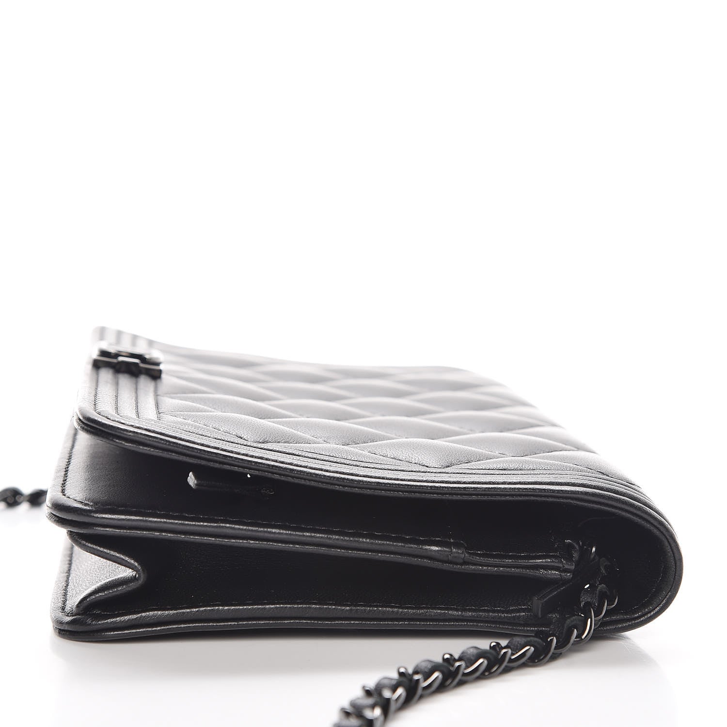 Chanel Lambskin Quilted Boy Wallet On Chain WOC So Black 12 of 12