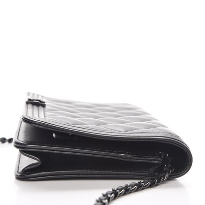 Chanel Lambskin Quilted Boy Wallet On Chain WOC So Black 12 of 12