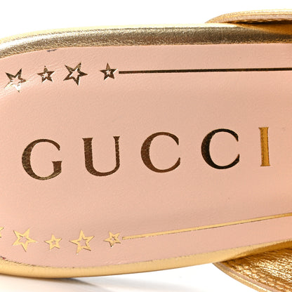 Gucci Nappa Silk Crystal Horsebit Womens Princetown Slippers 36.5 Gold 8 of 10