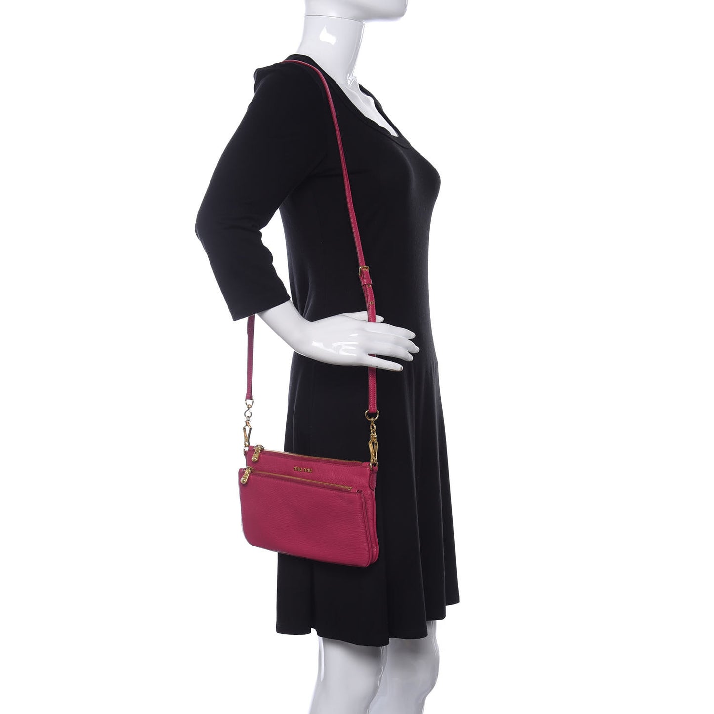 Goatskin Madras Double Zip Crossbody Bag Peonia