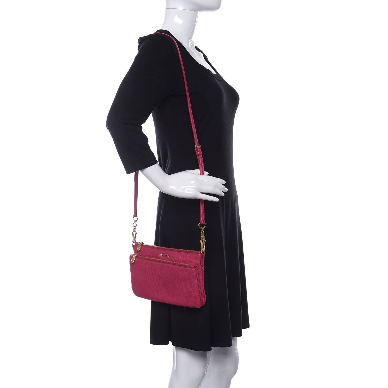 Miu Miu Goatskin Madras Double Zip Crossbody Bag Peonia 2 of 10