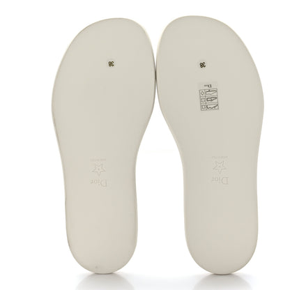 Christian Dior Lambskin Embossed Every-D Flat Slide Sandals 38 Off White 5 of 8