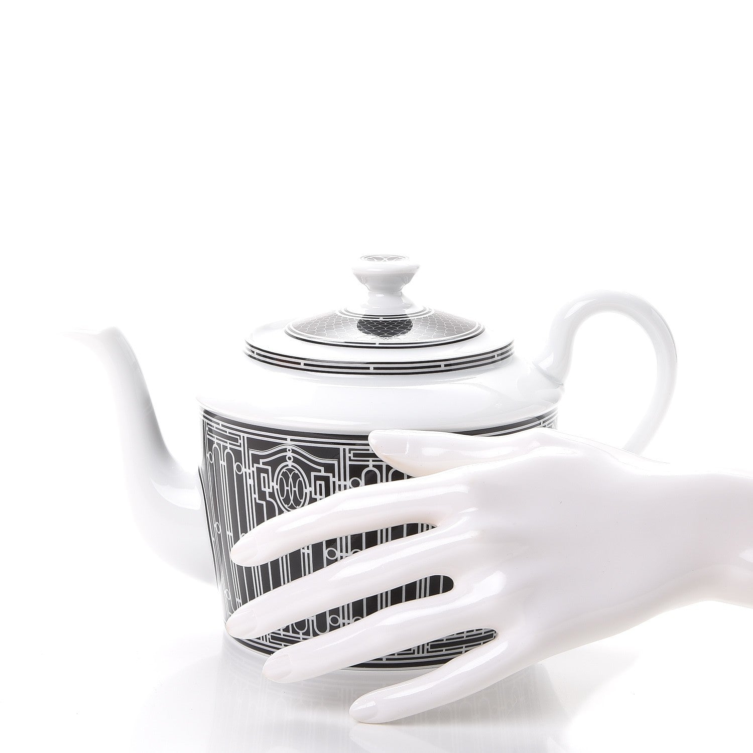 Hermes Porcelain H Deco Coffee/Tea Pot Black 2 of 10