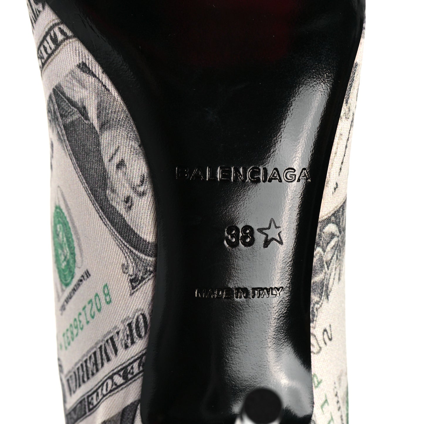 Spandex Dollars Print Extreme Pointed Toe Knife Ankle Boots 38 Vert