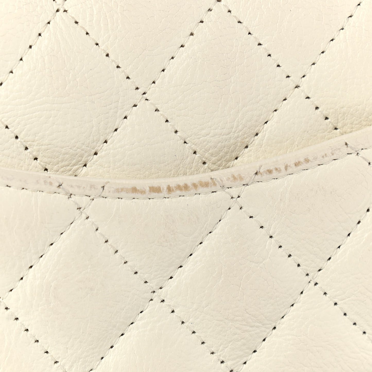 Crumpled Calfskin Quilted Mini Square Flap White